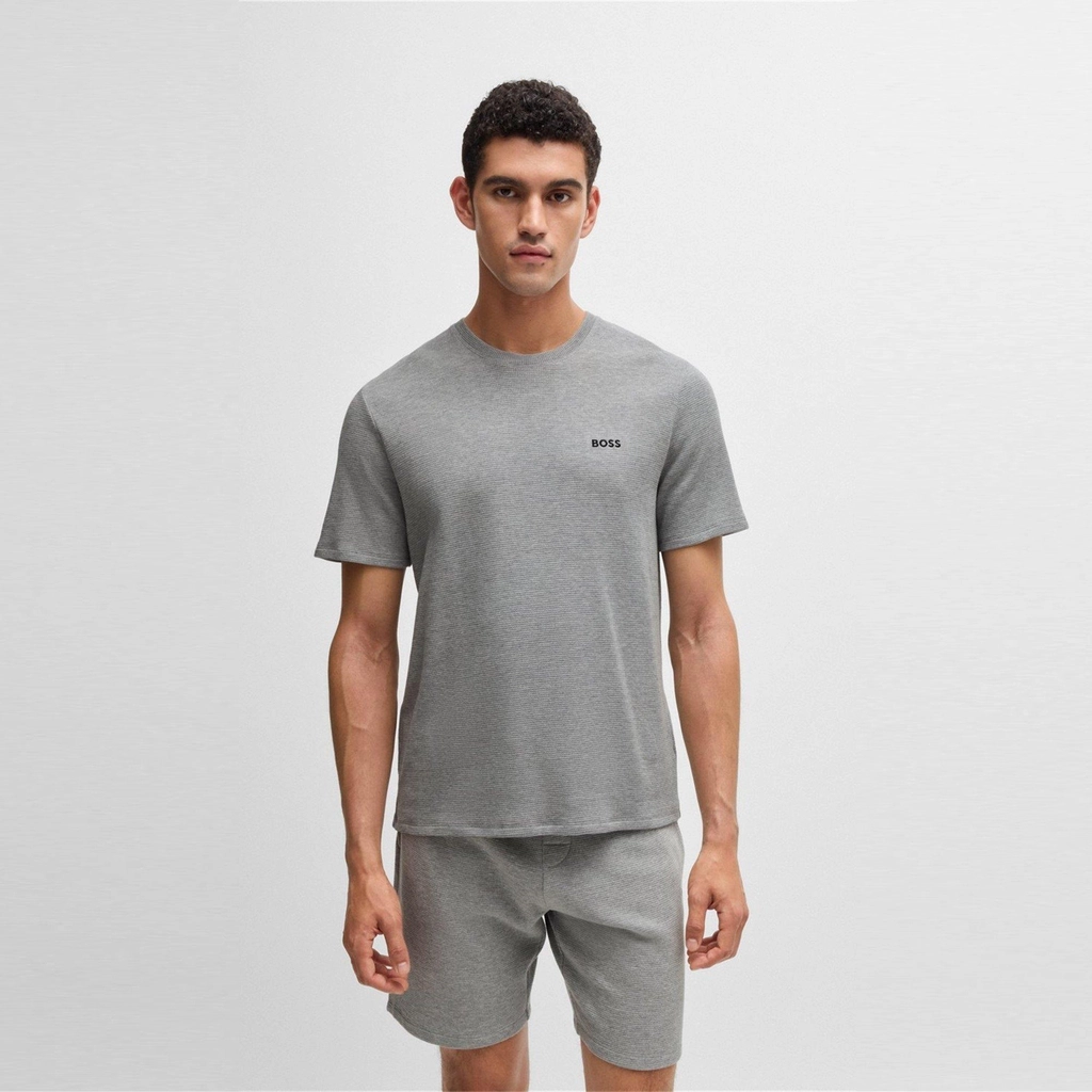 Hugo Boss Embroidered Waffle Shorts - Medium Grey 033